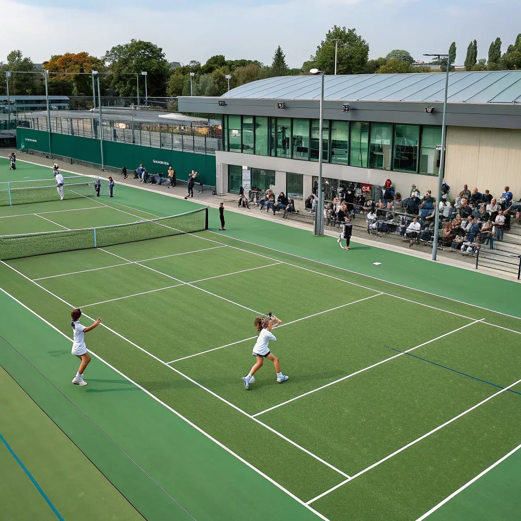 PYLVANEX Tennis Court with students practicing